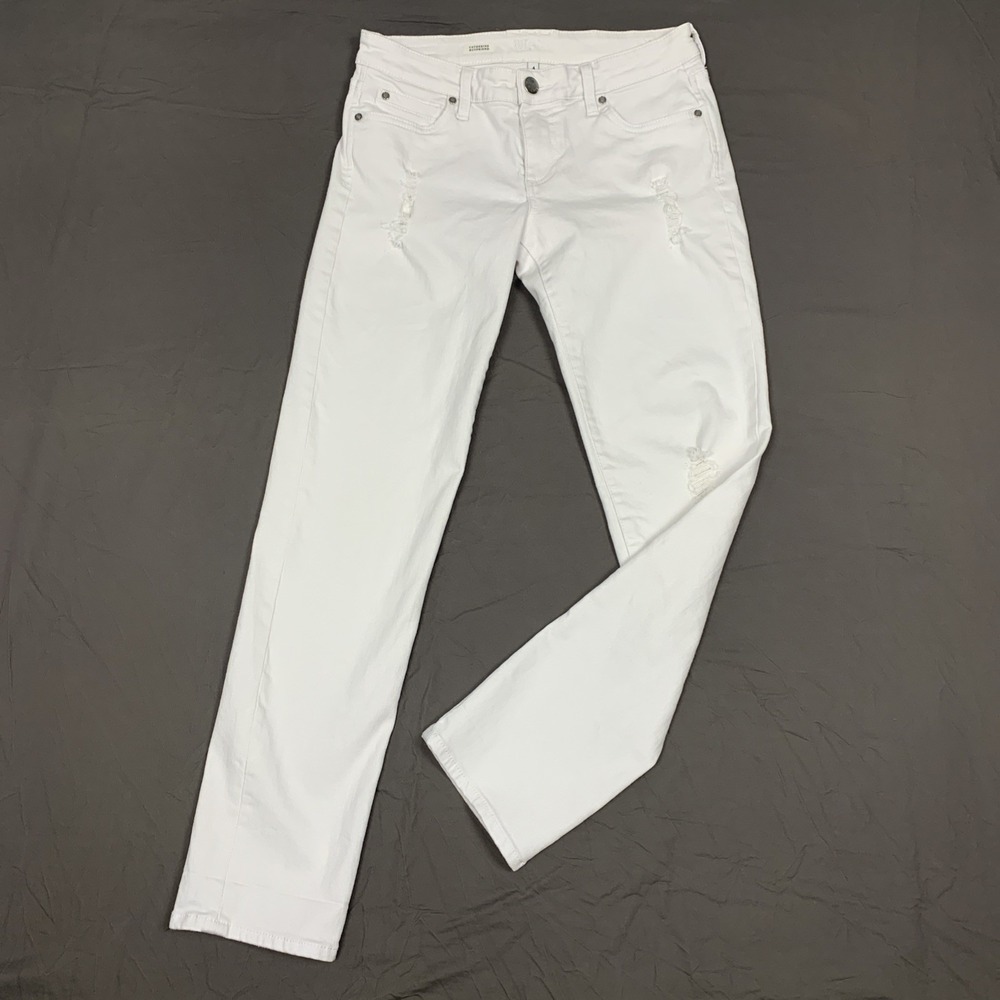 KUT From The Kloth Catherine Jeans Womens 4 White Denim Straight Boyfriend